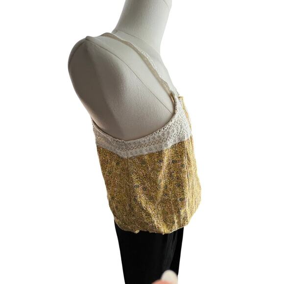 Universal Thread Crochet Floral Blouse M Yellow Button Front Boho Cottage - Picture 3 of 10